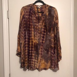 Tie die bell sleeve dress